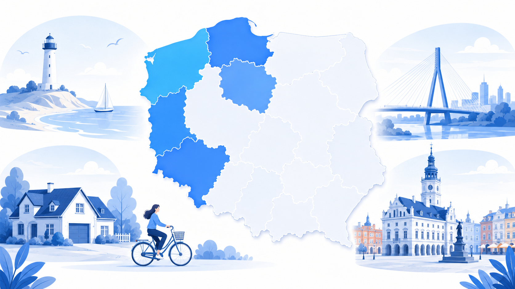 Mapa Polski z wyróżnionymi województwami objętymi projektem Kultura jawności